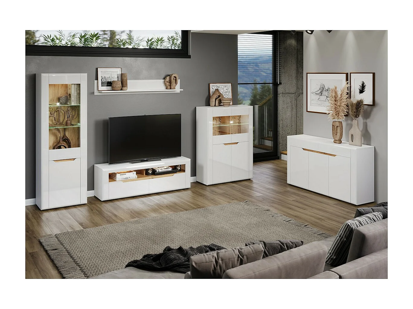 Étagère Marlon, Blanc, 150x23x22 cm, Seven Design