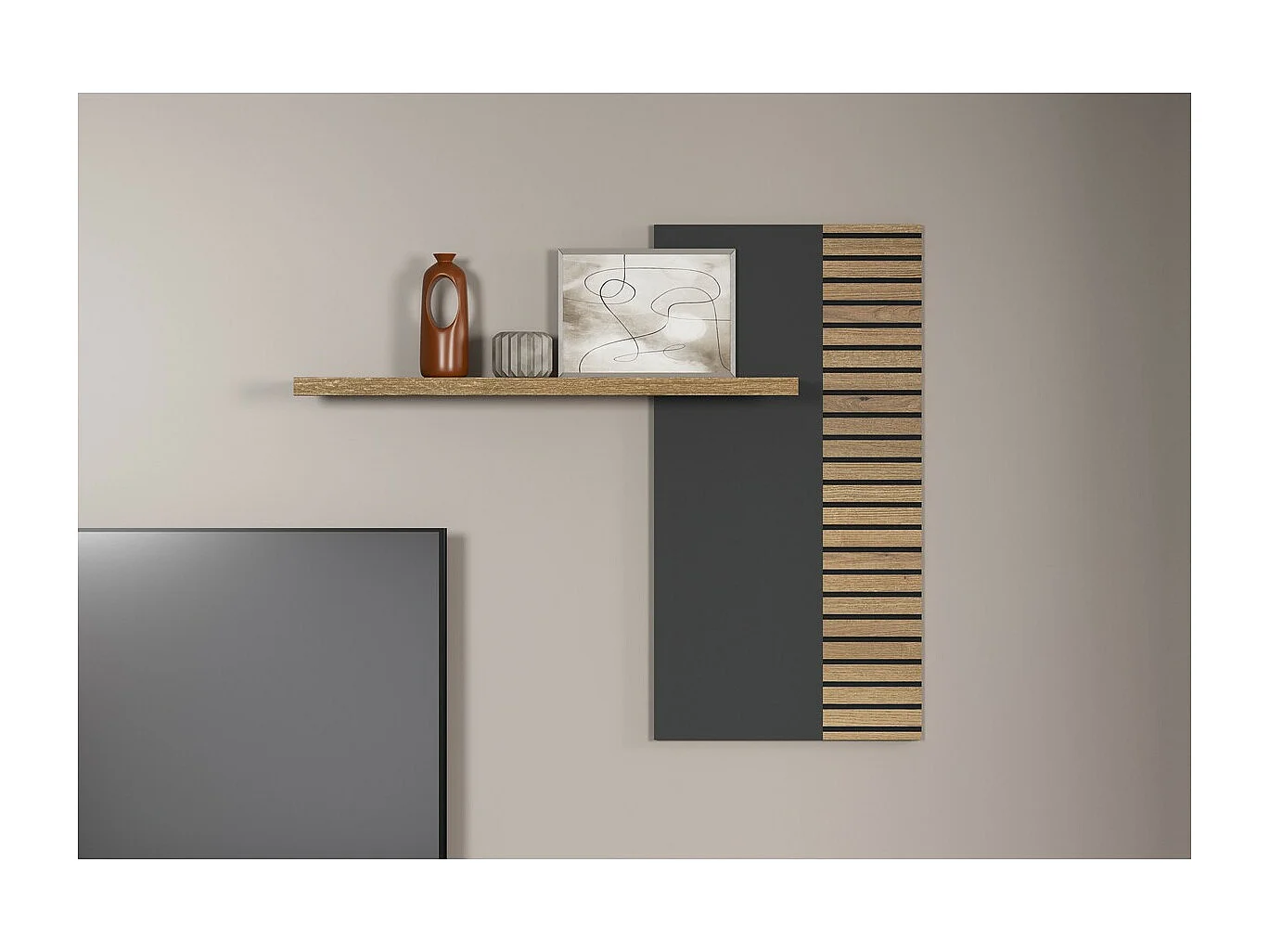 Plank Norris, Antraciet, 111x91x19 cm, Seven Design