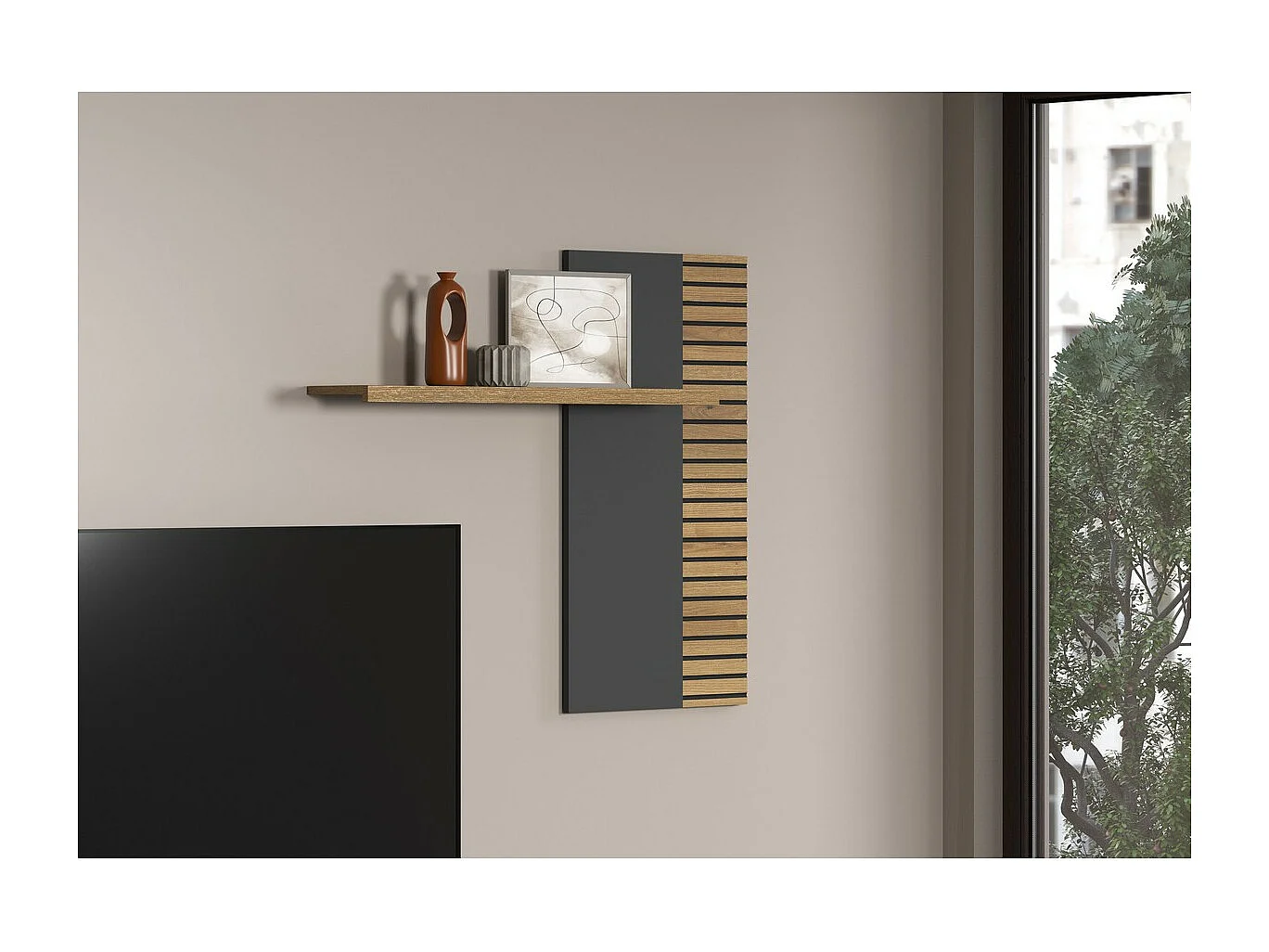 Plank Norris, Antraciet, 111x91x19 cm, Seven Design