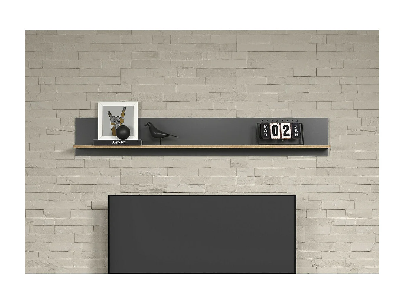 Étagère Esteban, Anthracite, 167x25x18 cm, Seven Design