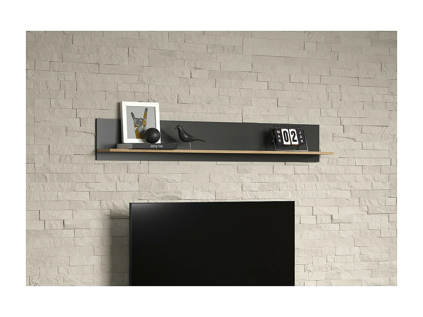 Étagère Esteban, Anthracite, 167x25x18 cm, Seven Design