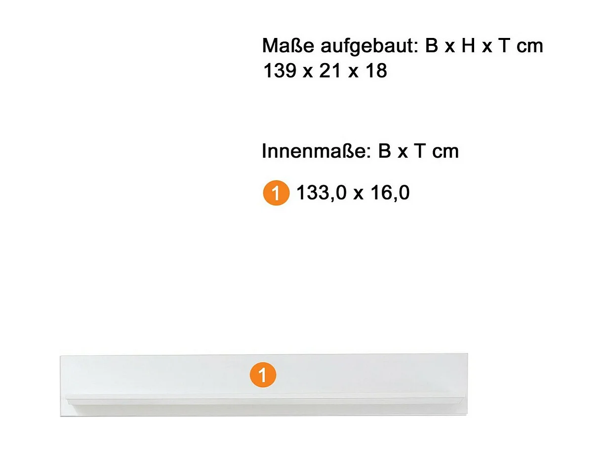 Étagère Brandson, Blanc, 139x21x18 cm, EPIKASA