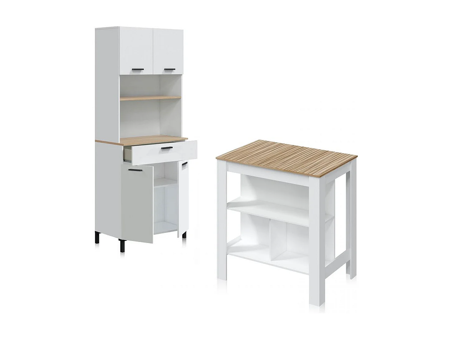 Pack alacena con mesa alta Nitza Blanco Artik (Blanco Mate) - Natur