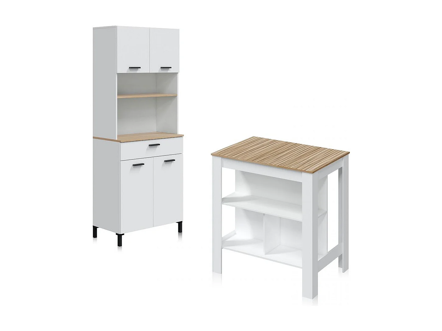 Pack alacena con mesa alta Nitza Blanco Artik (Blanco Mate) - Natur