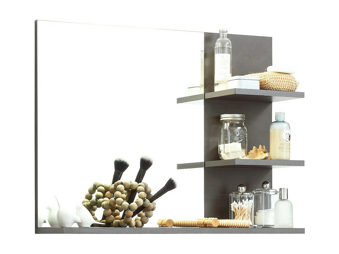 Miroir de Salle de Bain avec Étagère Indy, Gris, 72x20x57 cm, Seven Design