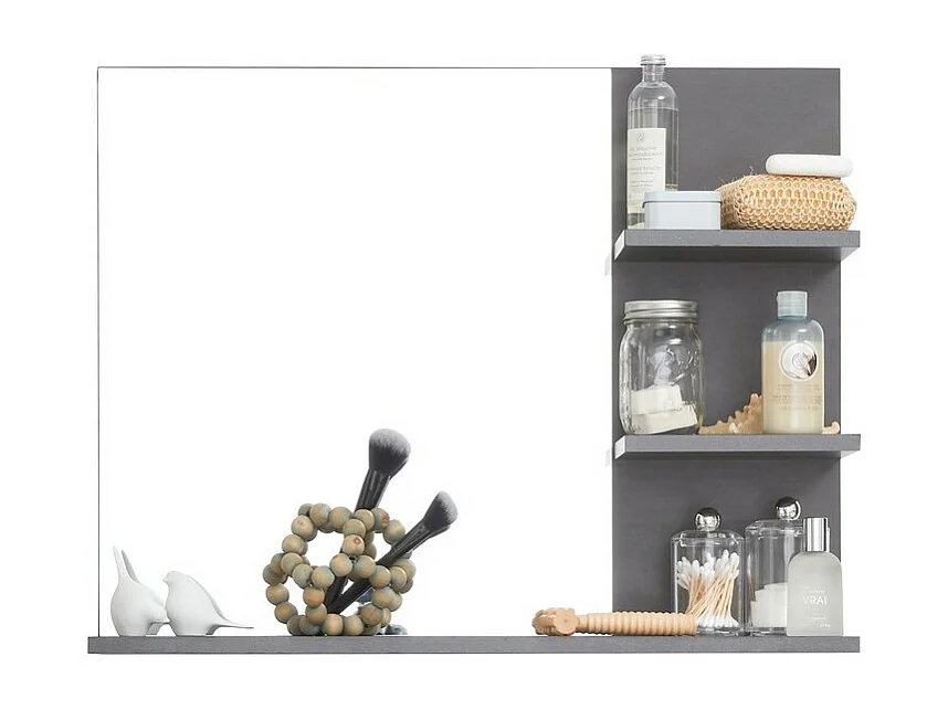 Miroir de Salle de Bain avec Étagère Indy, Gris, 72x20x57 cm, Seven Design