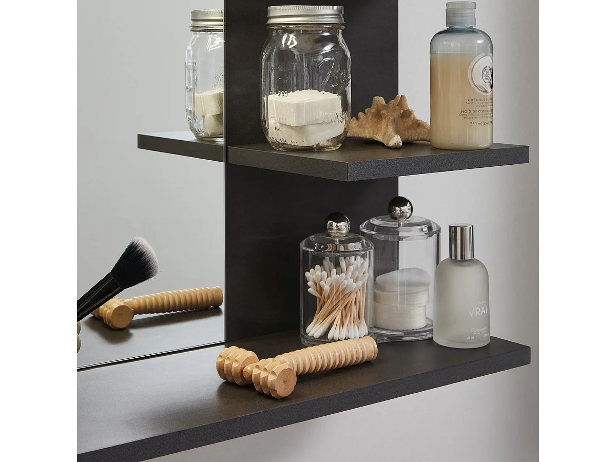 Miroir de Salle de Bain avec Étagère Indy, Gris, 72x20x57 cm, Seven Design