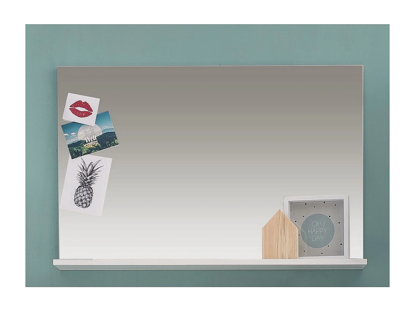 Miroir de Salle de Bain avec Étagère Amanda, Blanc, 91x14x60 cm, Seven Design