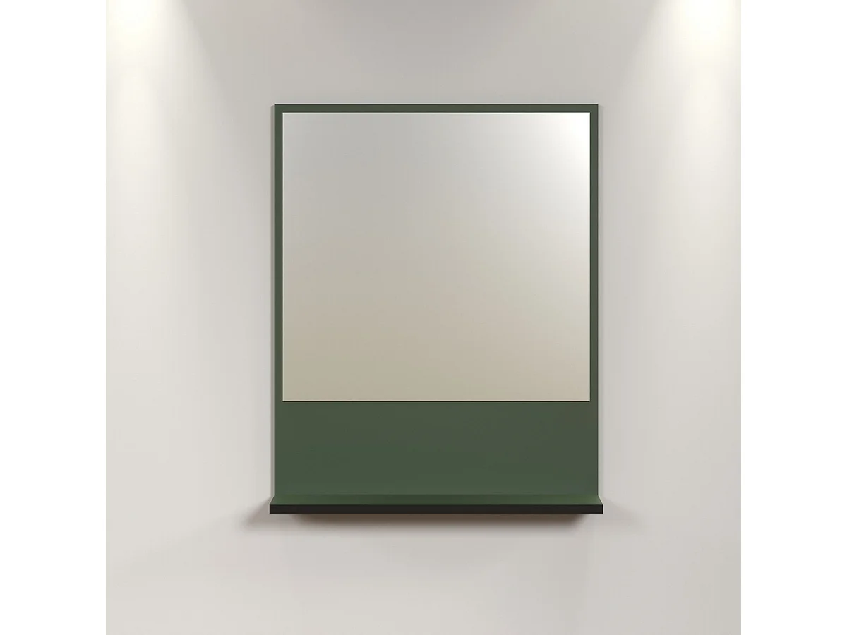 Miroir de Salle de Bain avec Étagère Pure, Vert, 60x14x74 cm, Seven Design