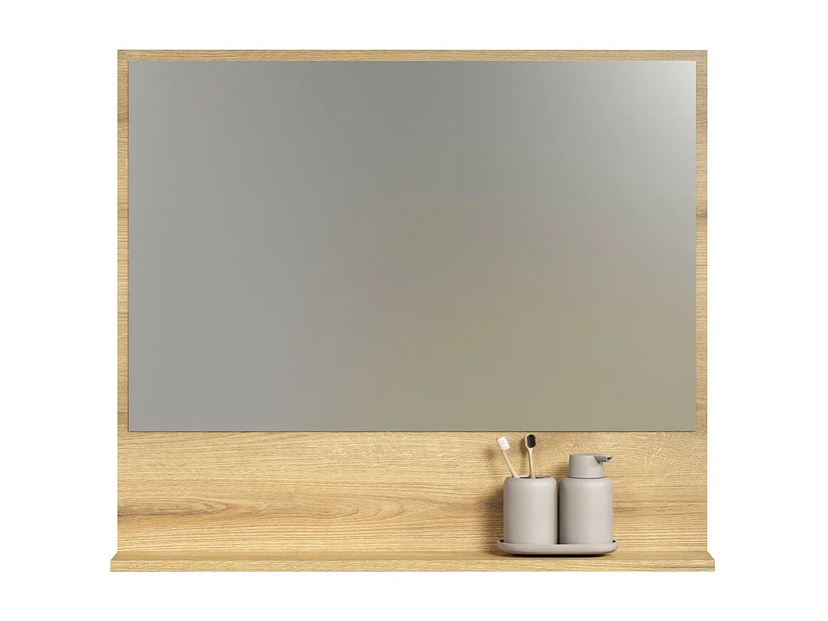 Miroir de Salle de Bain avec Étagère Pure, Marron, 80x14x74 cm, Seven Design