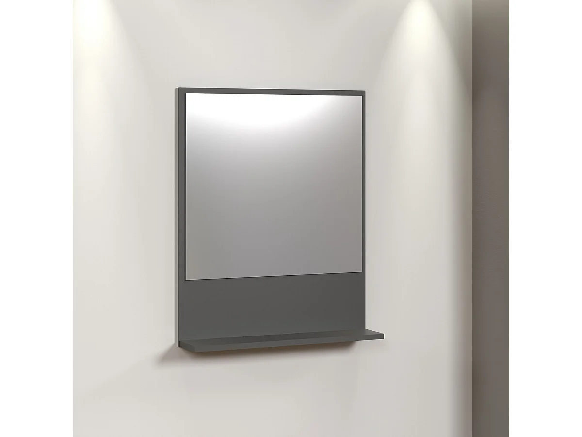 Spiegel met Plank Pure, Antraciet, 60x74x14 cm, EPIKASA