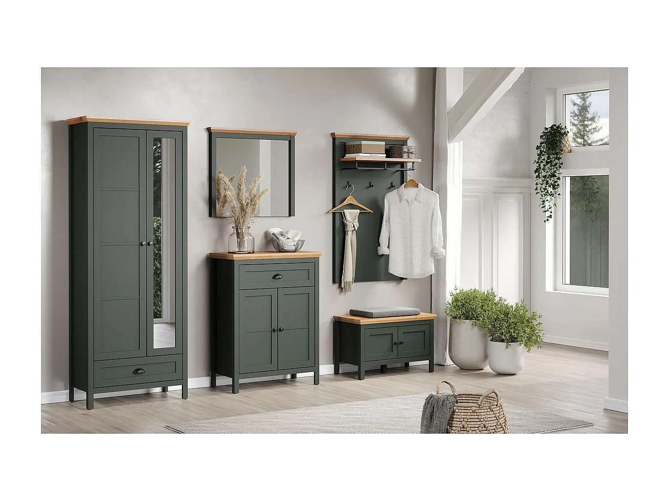 Miroir de Salle de Bain sans Cadre Stanton, Vert, 77x6x68 cm, Seven Design