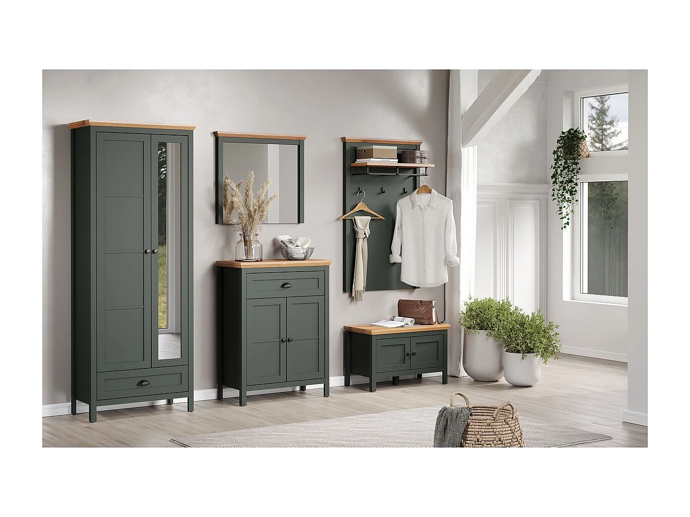 Miroir de Salle de Bain sans Cadre Stanton, Vert, 77x6x68 cm, Seven Design