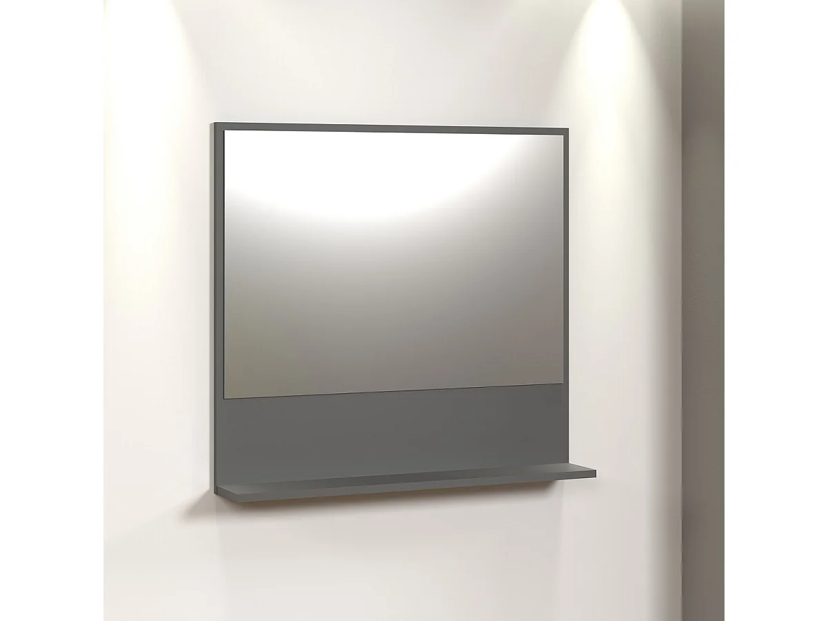 Badkamerspiegel met Plank Pure, Antraciet, 80x14x74 cm, Seven Design