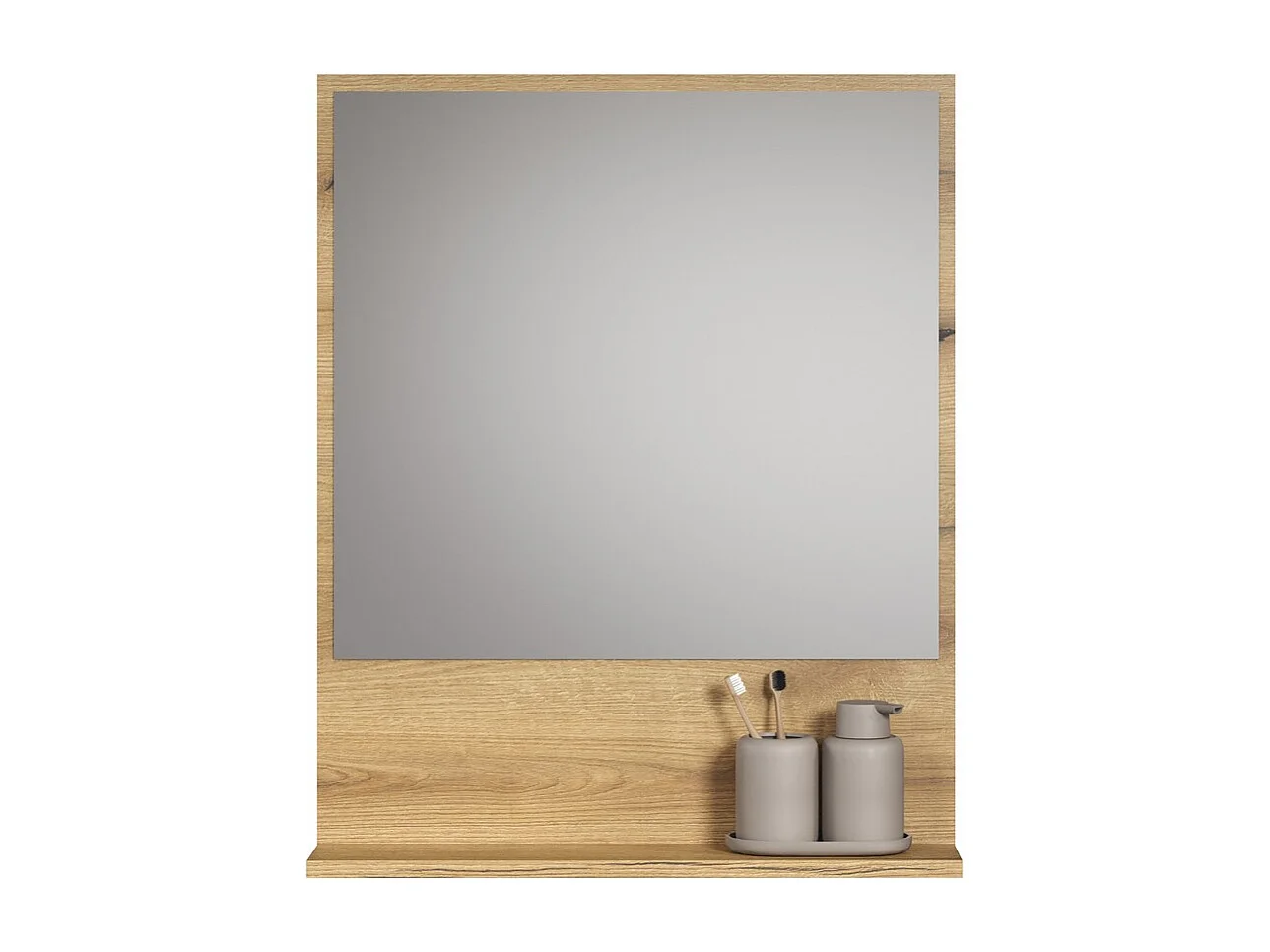 Miroir de Salle de Bain avec Étagère Pure, Marron, 60x14x74 cm, Seven Design