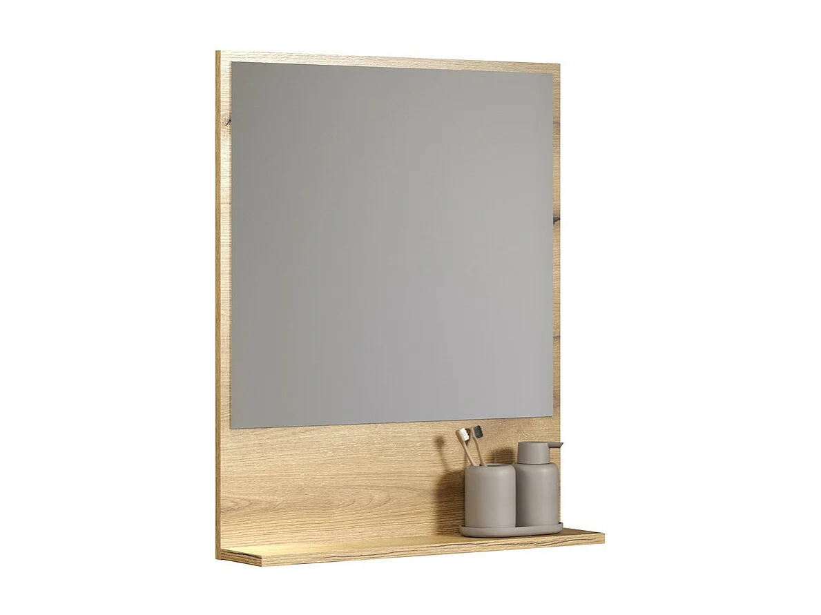 Miroir de Salle de Bain avec Étagère Pure, Marron, 60x14x74 cm, Seven Design