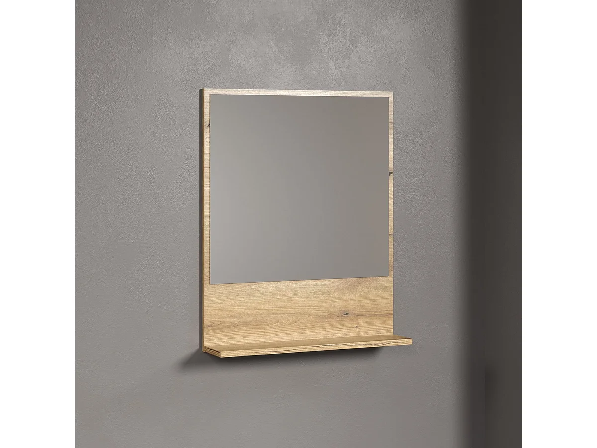 Miroir de Salle de Bain avec Étagère Pure, Marron, 60x14x74 cm, Seven Design