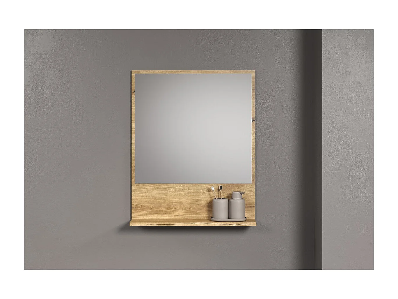 Miroir de Salle de Bain avec Étagère Pure, Marron, 60x14x74 cm, Seven Design