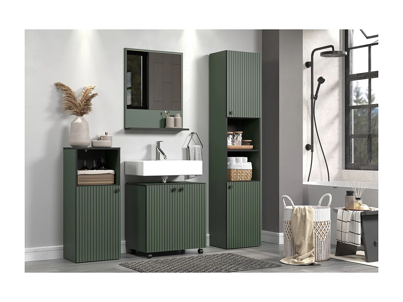 Mobile Bagno a Colonna Pure, Verde, 40x186x31 cm, EPIKASA