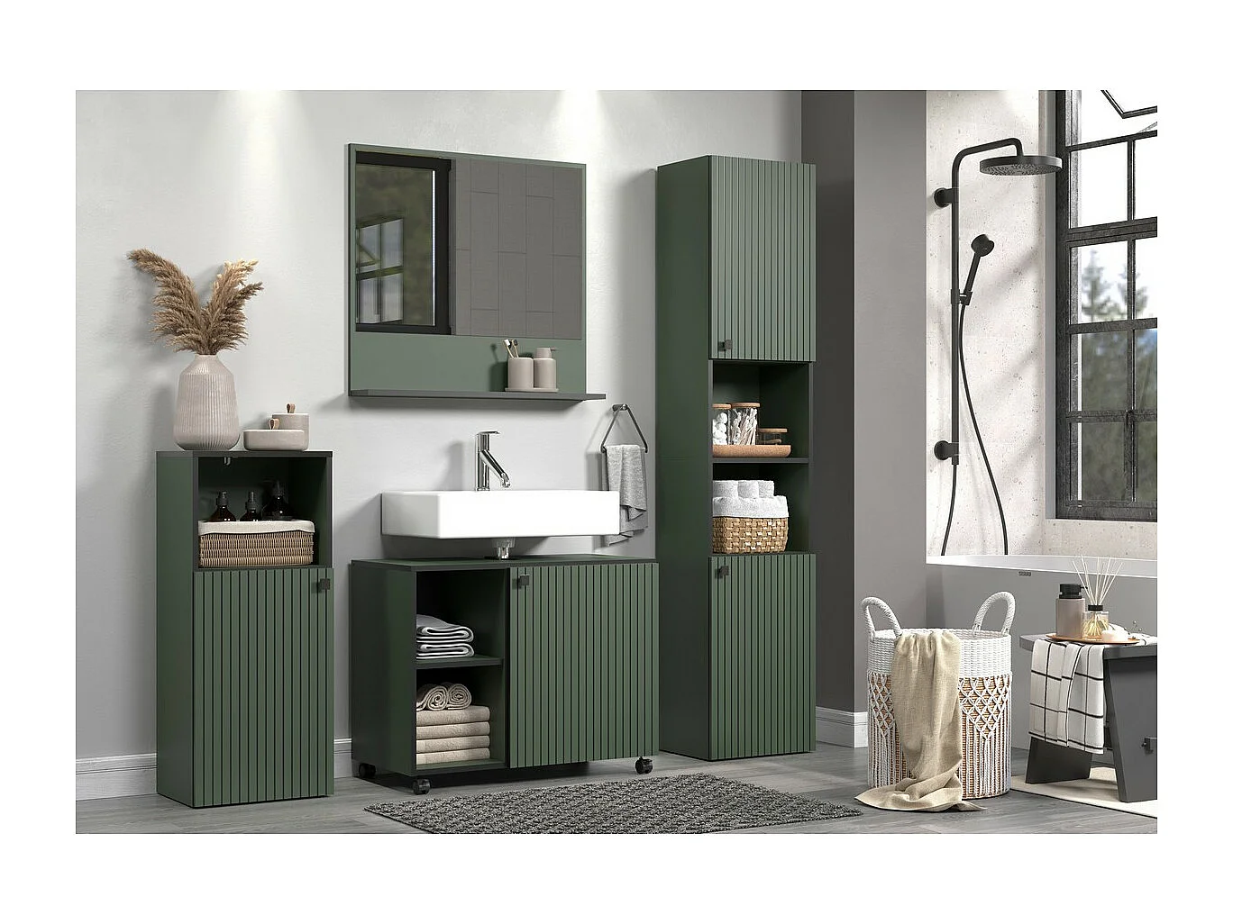 Mobile Bagno a Colonna Pure, Verde, 40x186x31 cm, EPIKASA