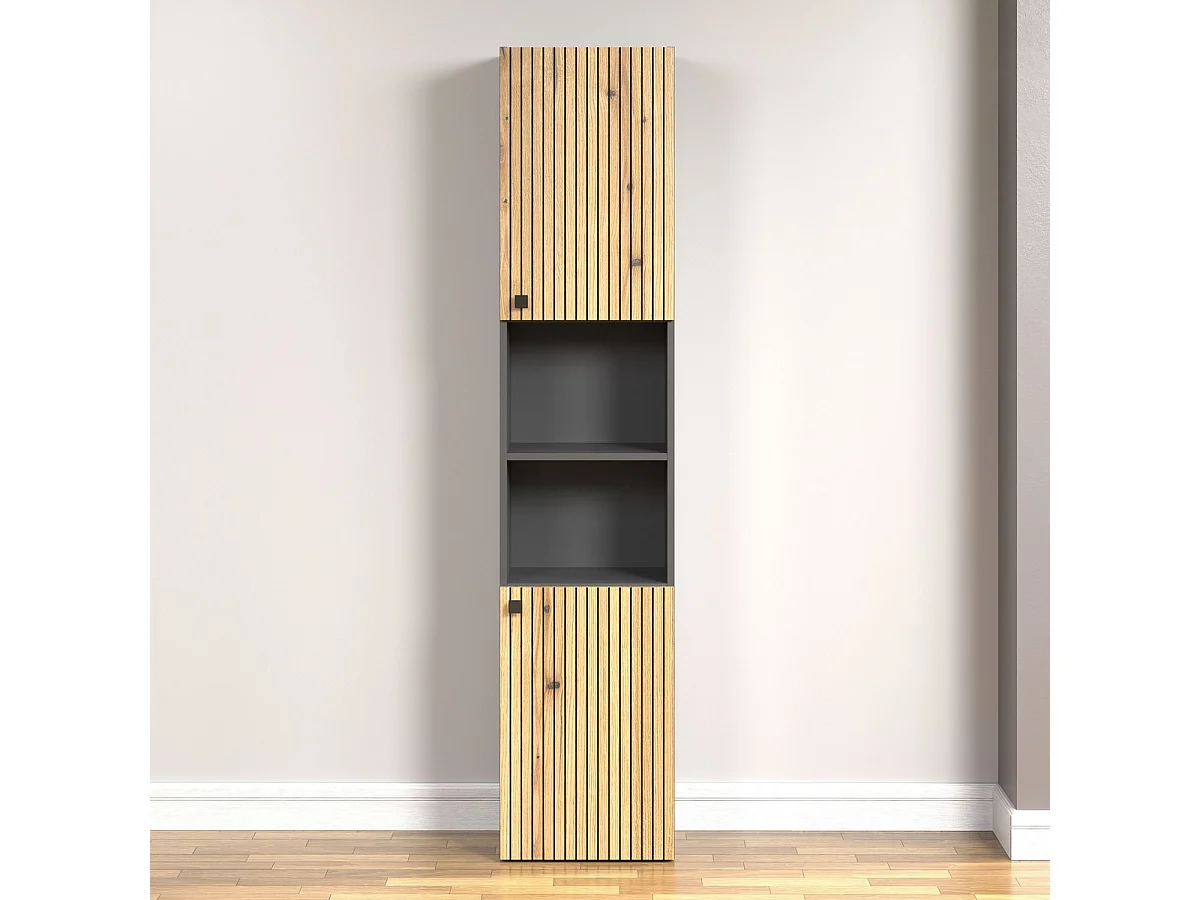 Meuble de Salle de Bain sur Pied Pure, Anthracite, 40x31x186 cm, Seven Design