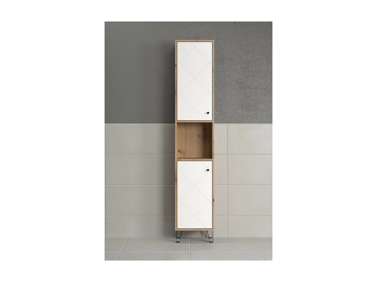 Badkameronderkast Touch, Wit, 36x191x29 cm, EPIKASA