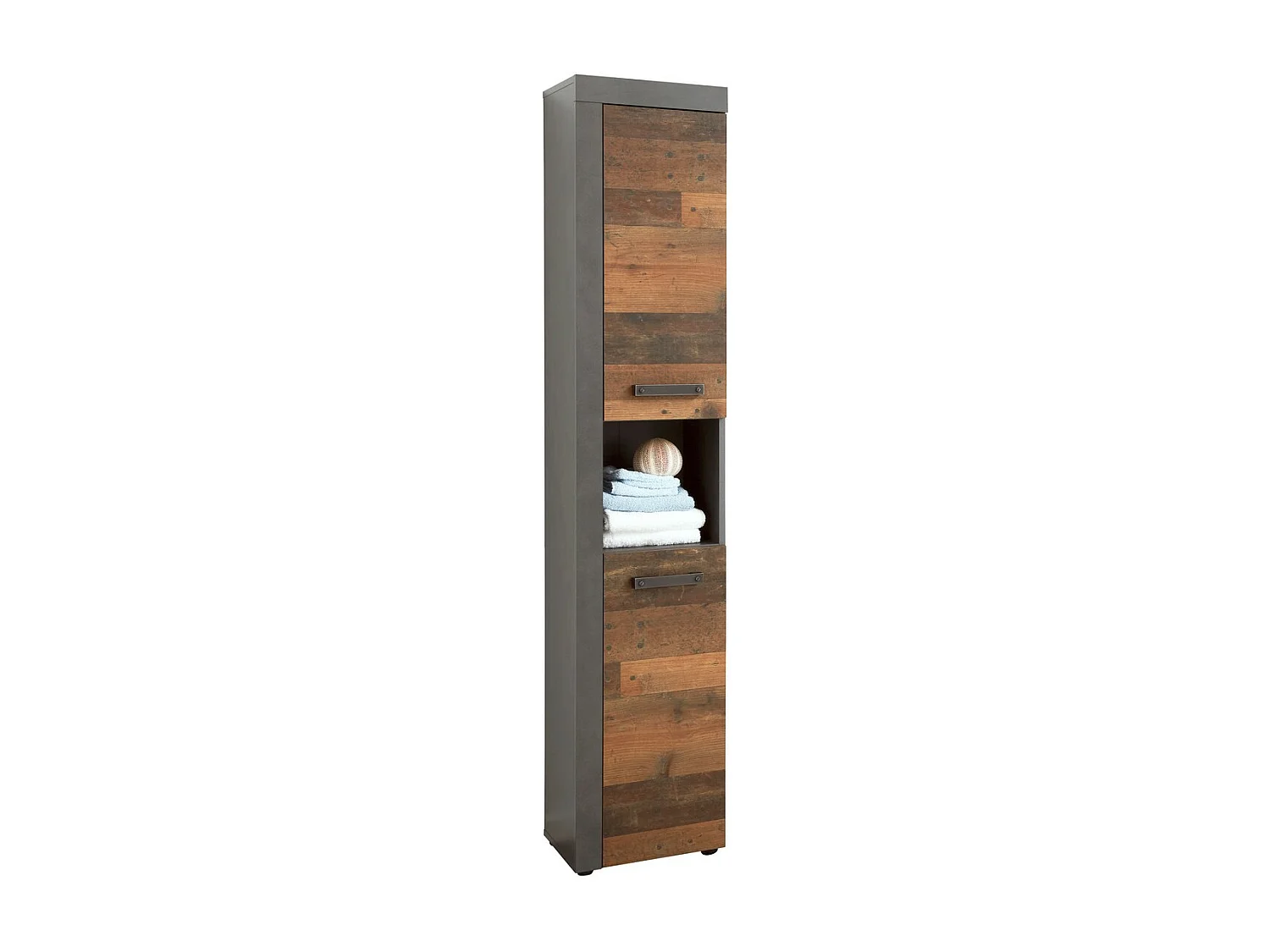Meuble de Salle de Bain sur Pied Indy, Marron, 36x31x184 cm, Seven Design