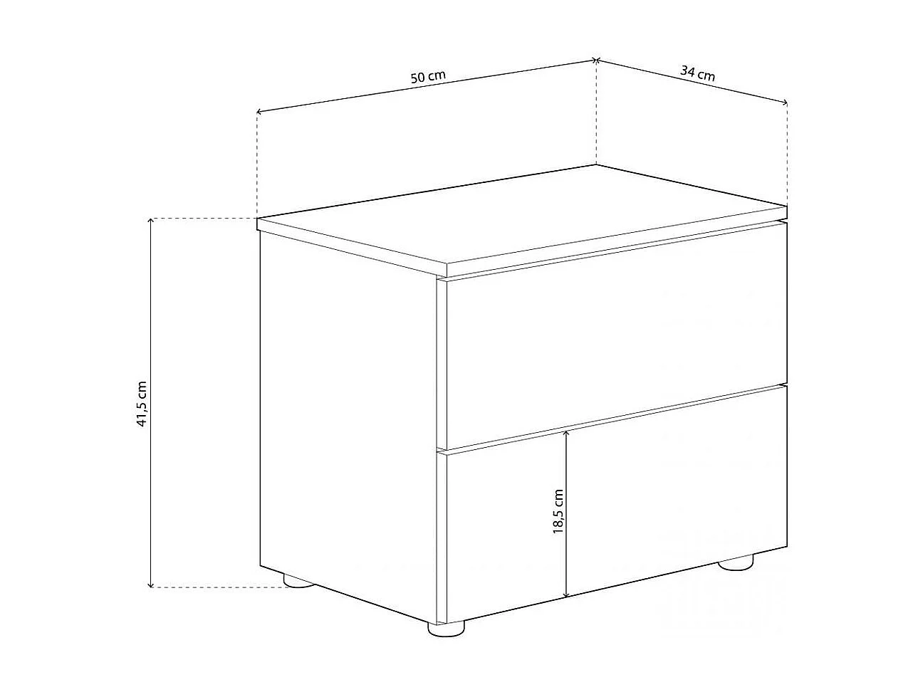 Table de chevet Ethna en Natur et Artik blanc, 50x42x34 cm
