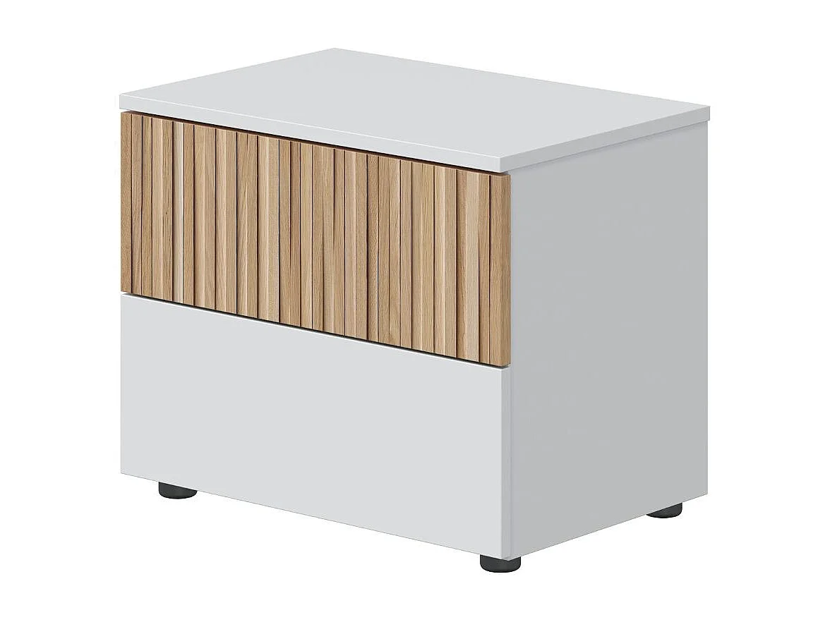 Table de chevet Ethna en Natur et Artik blanc, 50x42x34 cm