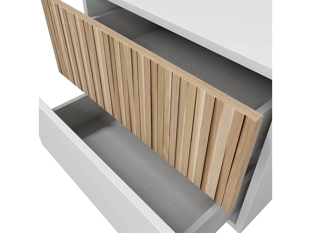 Table de chevet Ethna en Natur et Artik blanc, 50x42x34 cm