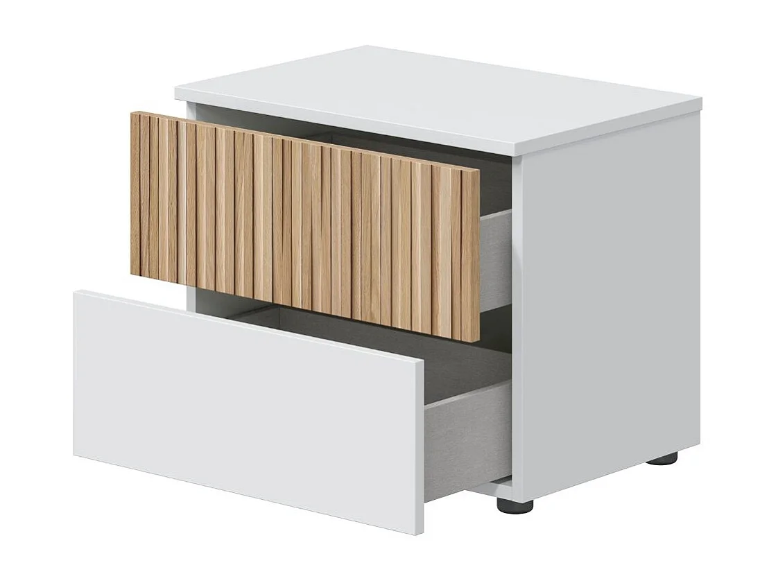 Table de chevet Ethna en Natur et Artik blanc, 50x42x34 cm