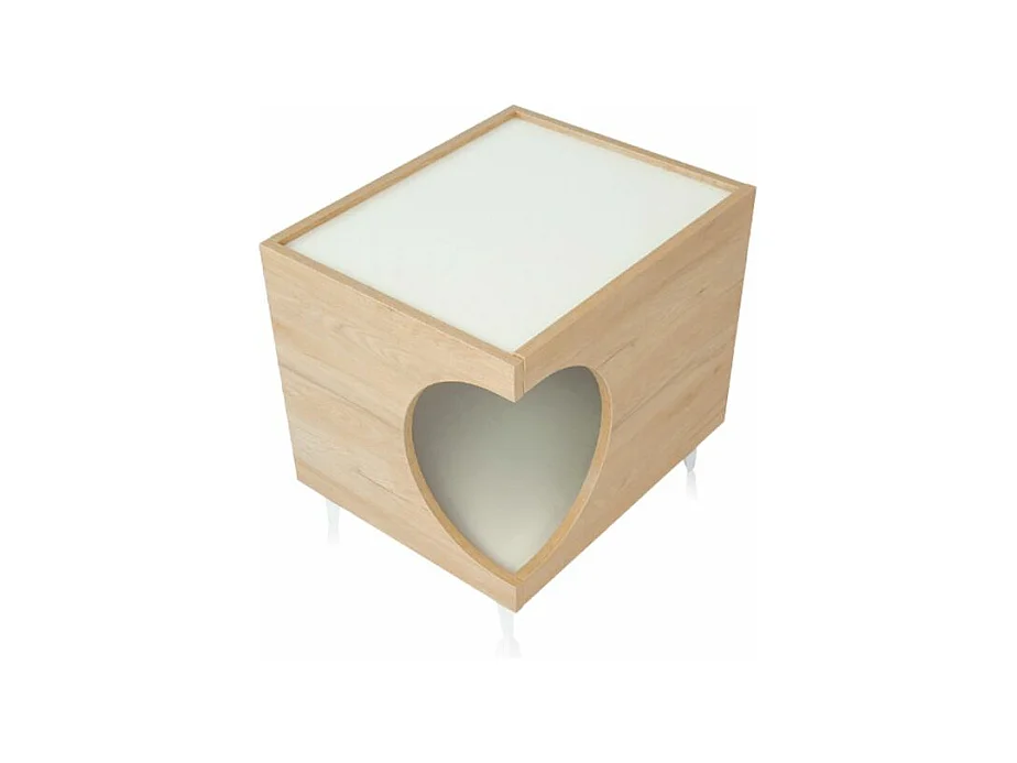 Mesita de noche Homely Pets Roble - Blanco