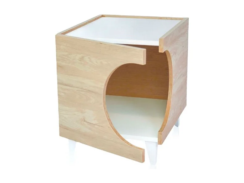 Mesita de noche Homely Pets Roble - Blanco