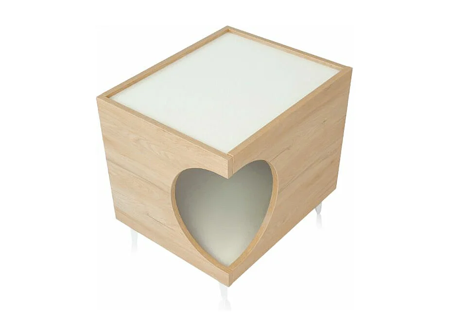 Mesita de noche Homely Pets Roble - Blanco