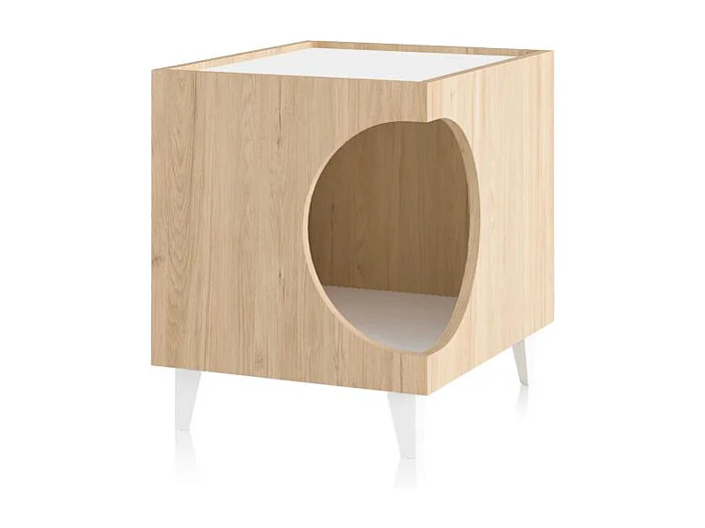 Mesita de noche Homely Pets Roble - Blanco