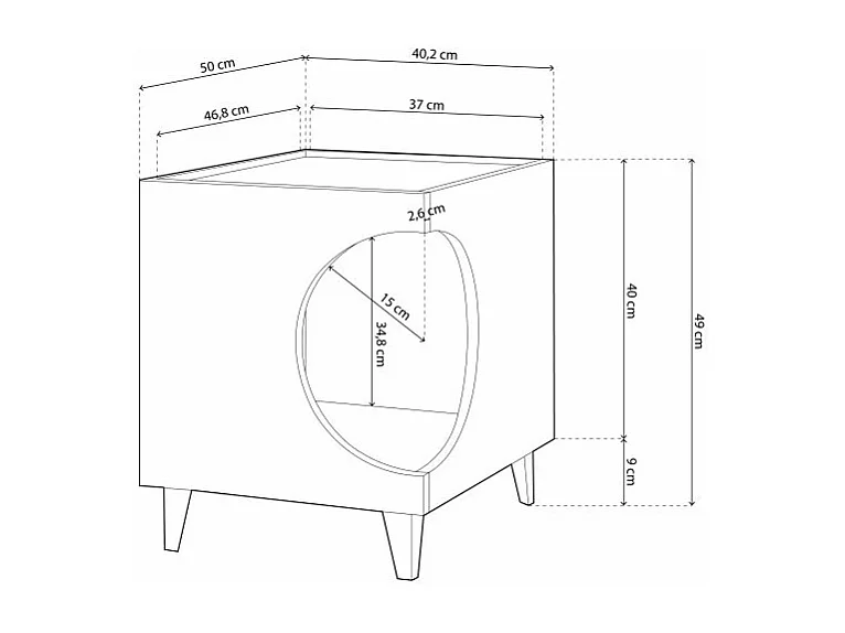 Mesita de noche Homely Pets Roble - Blanco