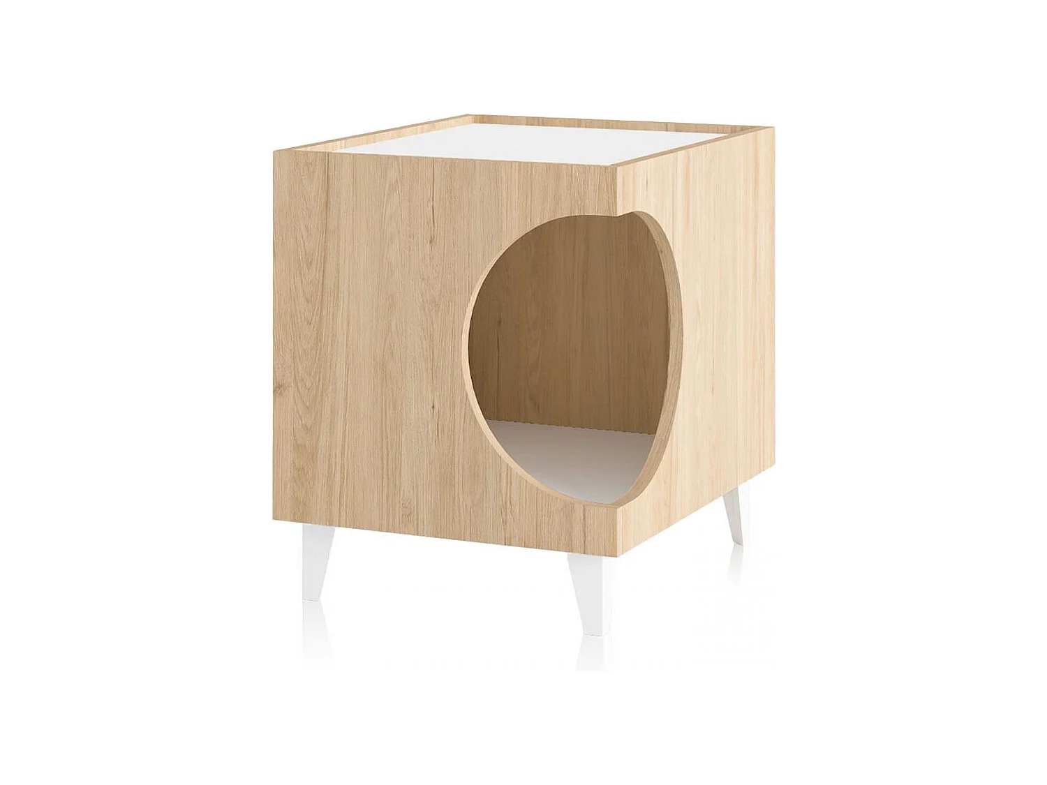 Mesita de noche Homely Pets Roble - Blanco