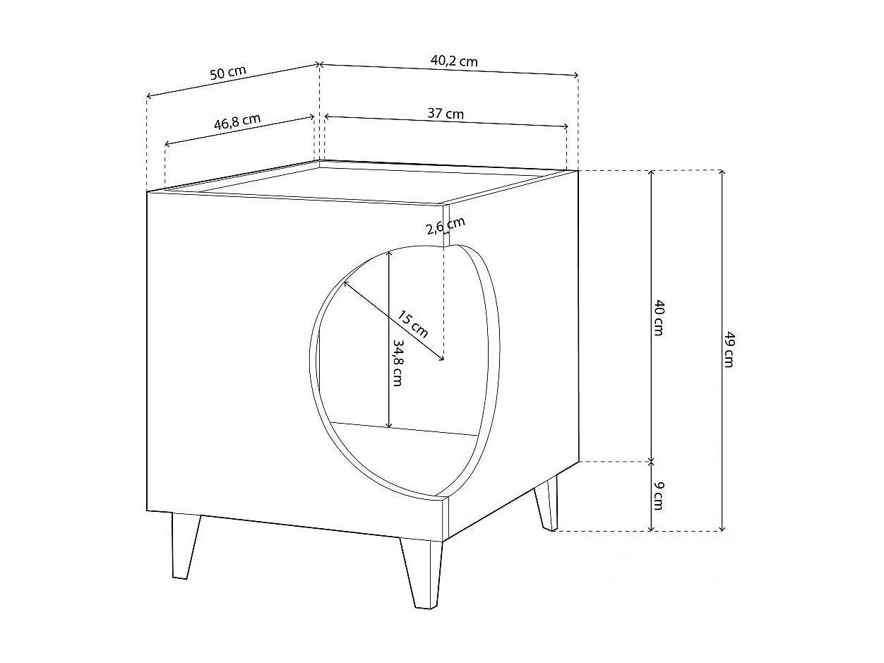 Mesita de noche Homely Pets Roble - Blanco