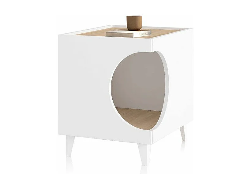 Mesita de noche Homely Pets Blanco - Roble