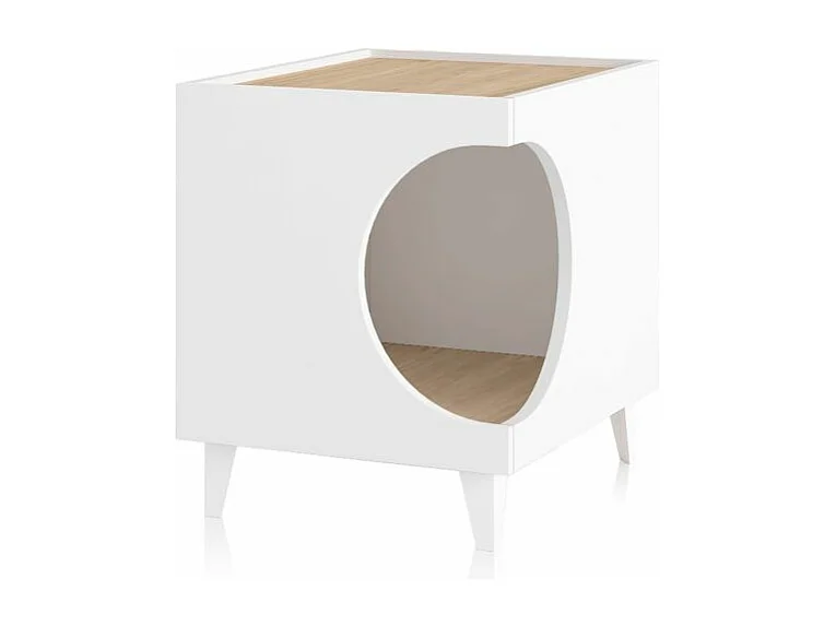 Mesita de noche Homely Pets Blanco - Roble