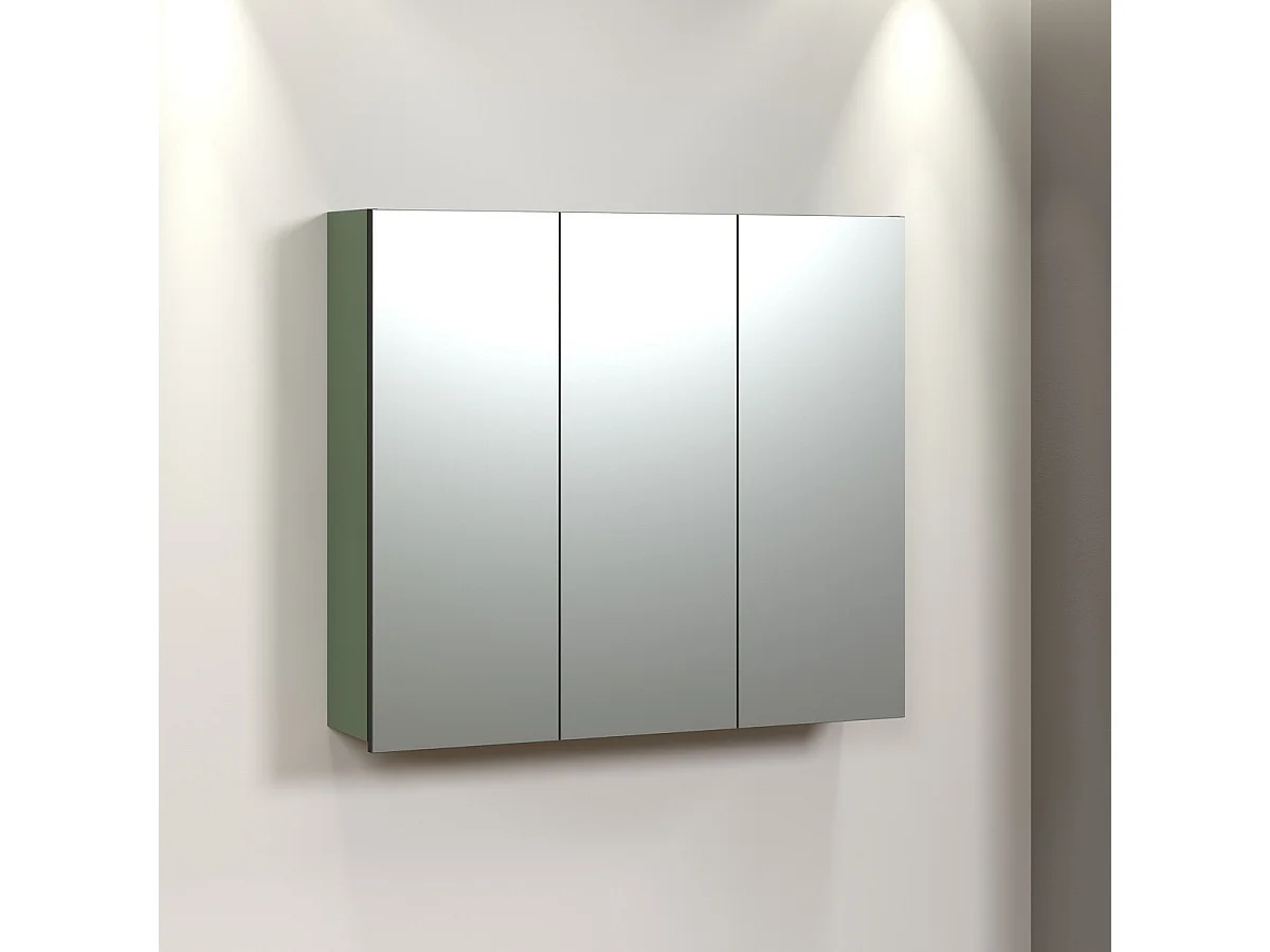 Pensile Bagno con Specchio Pure, Verde, 90x80x20 cm, EPIKASA