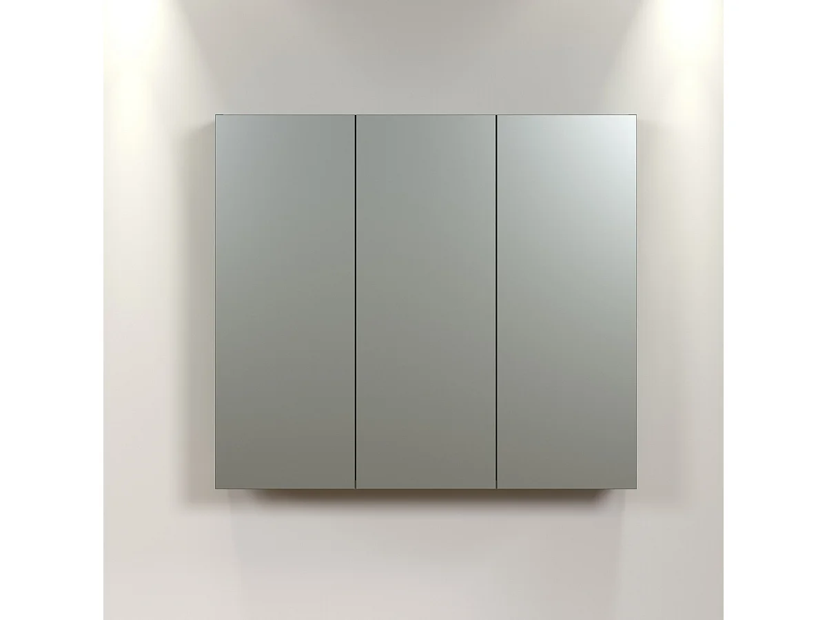 Armoire Murale de Salle de Bain avec Miroir Pure, Vert, 90x20x80 cm, Seven Design