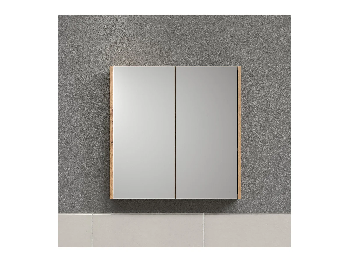 Armoire Murale de Salle de Bain avec Miroir Touch, Marron, 69x70x15 cm, EPIKASA