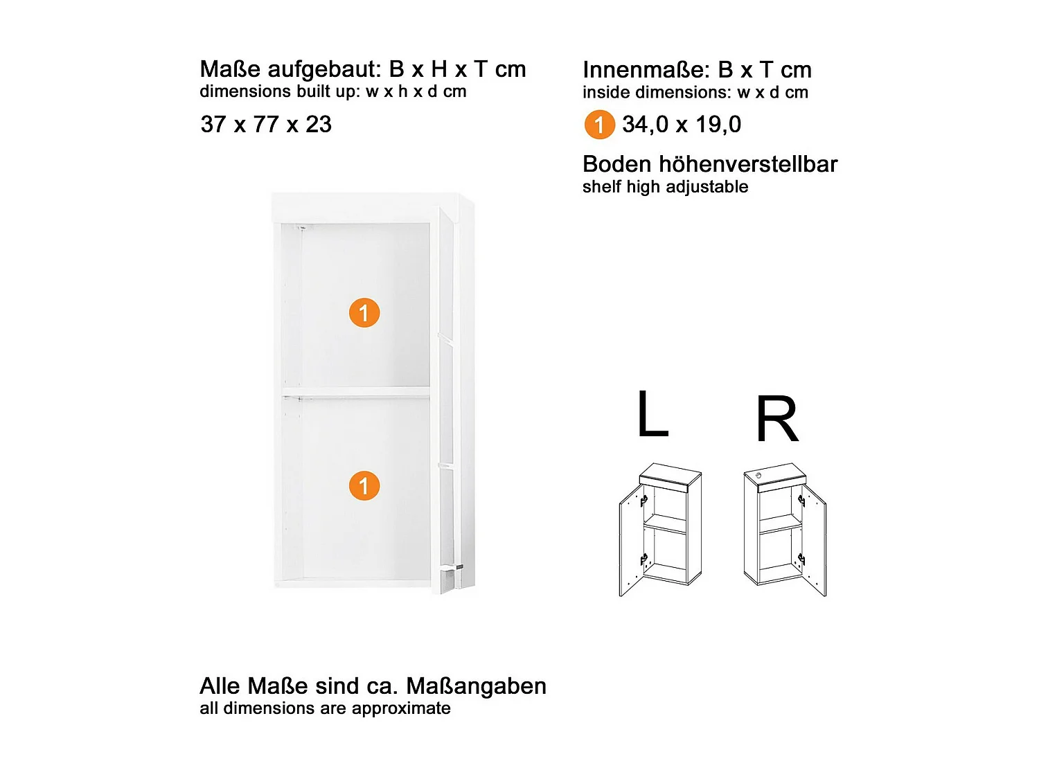 Armoire Murale de Salle de Bain Amanda, Marron, 37x23x77 cm, Seven Design