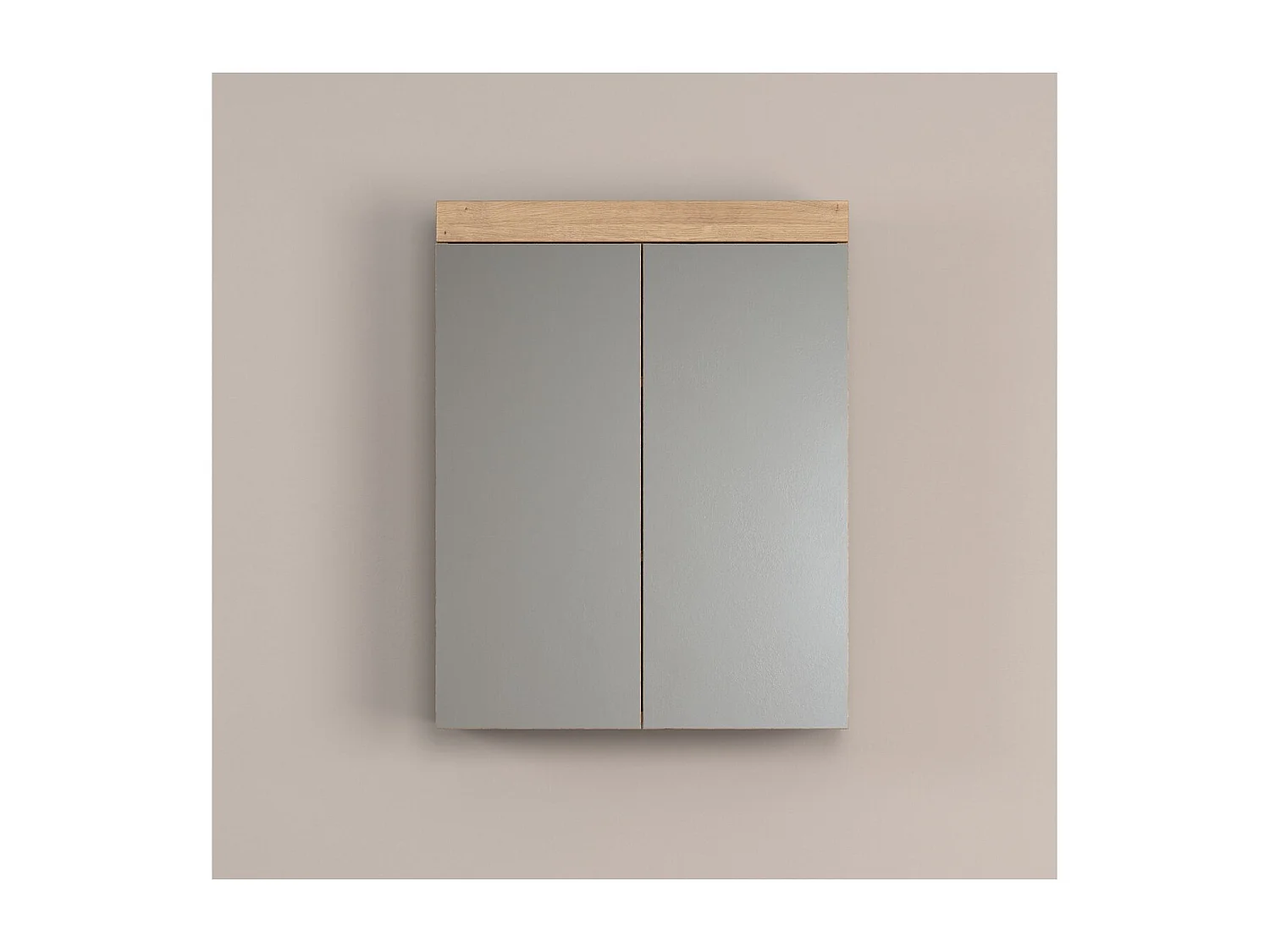 Armoire Murale de Salle de Bain avec Miroir Amanda 7, Marron, 60x17x77 cm, Seven Design