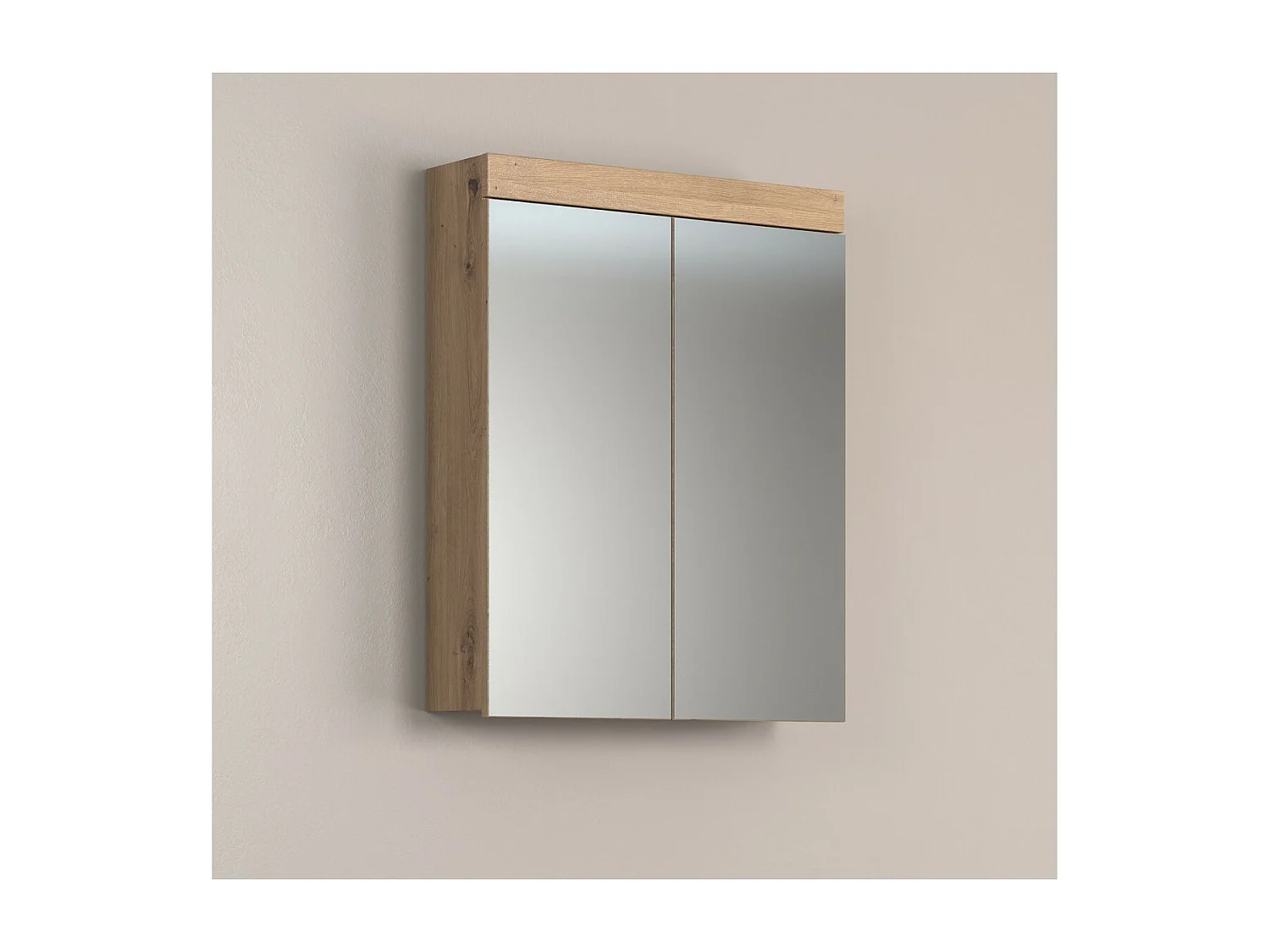 Armoire Murale de Salle de Bain avec Miroir Amanda 7, Marron, 60x17x77 cm, Seven Design
