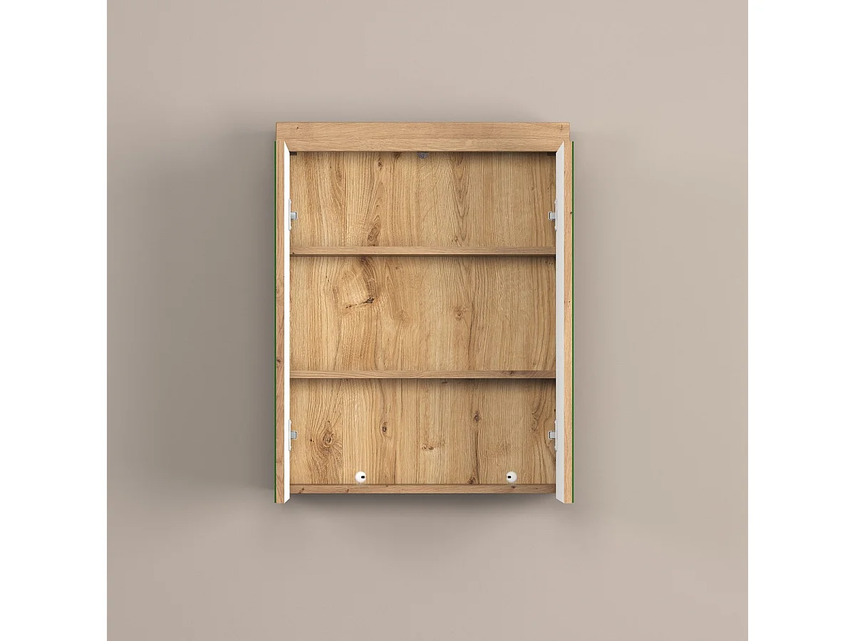 Armoire Murale de Salle de Bain avec Miroir Amanda 7, Marron, 60x17x77 cm, Seven Design