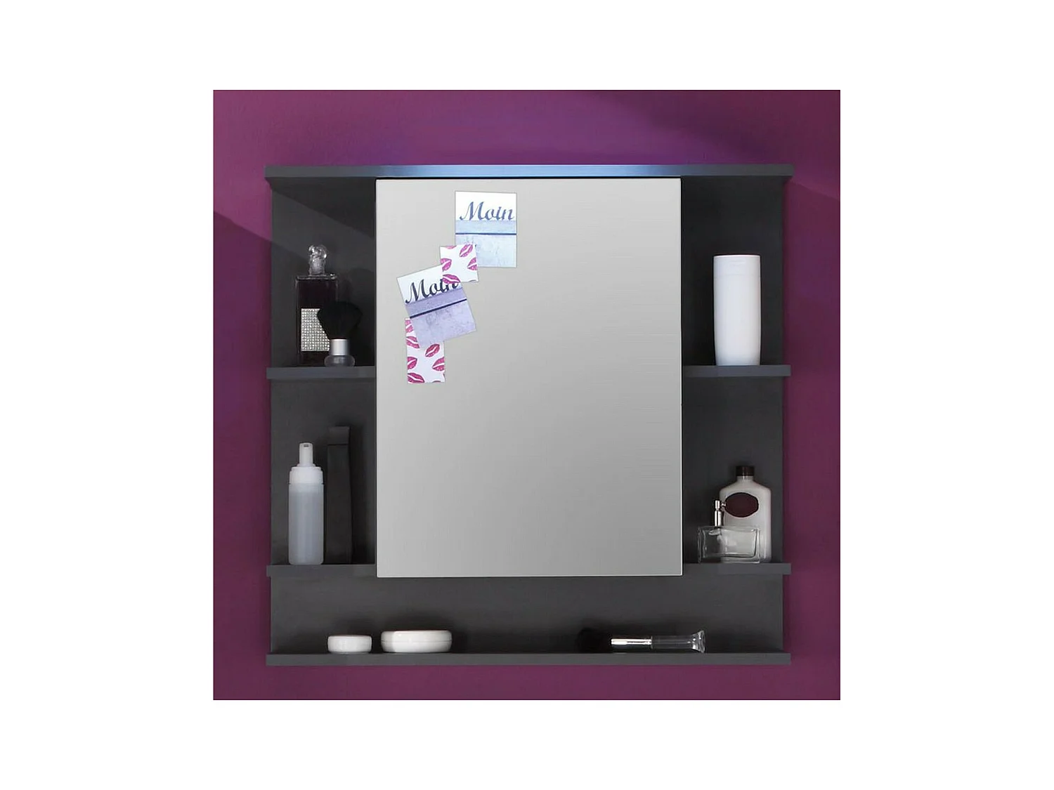 Badkamer Wandkast met Spiegel Tetis, Antraciet, 72x76x20 cm, EPIKASA