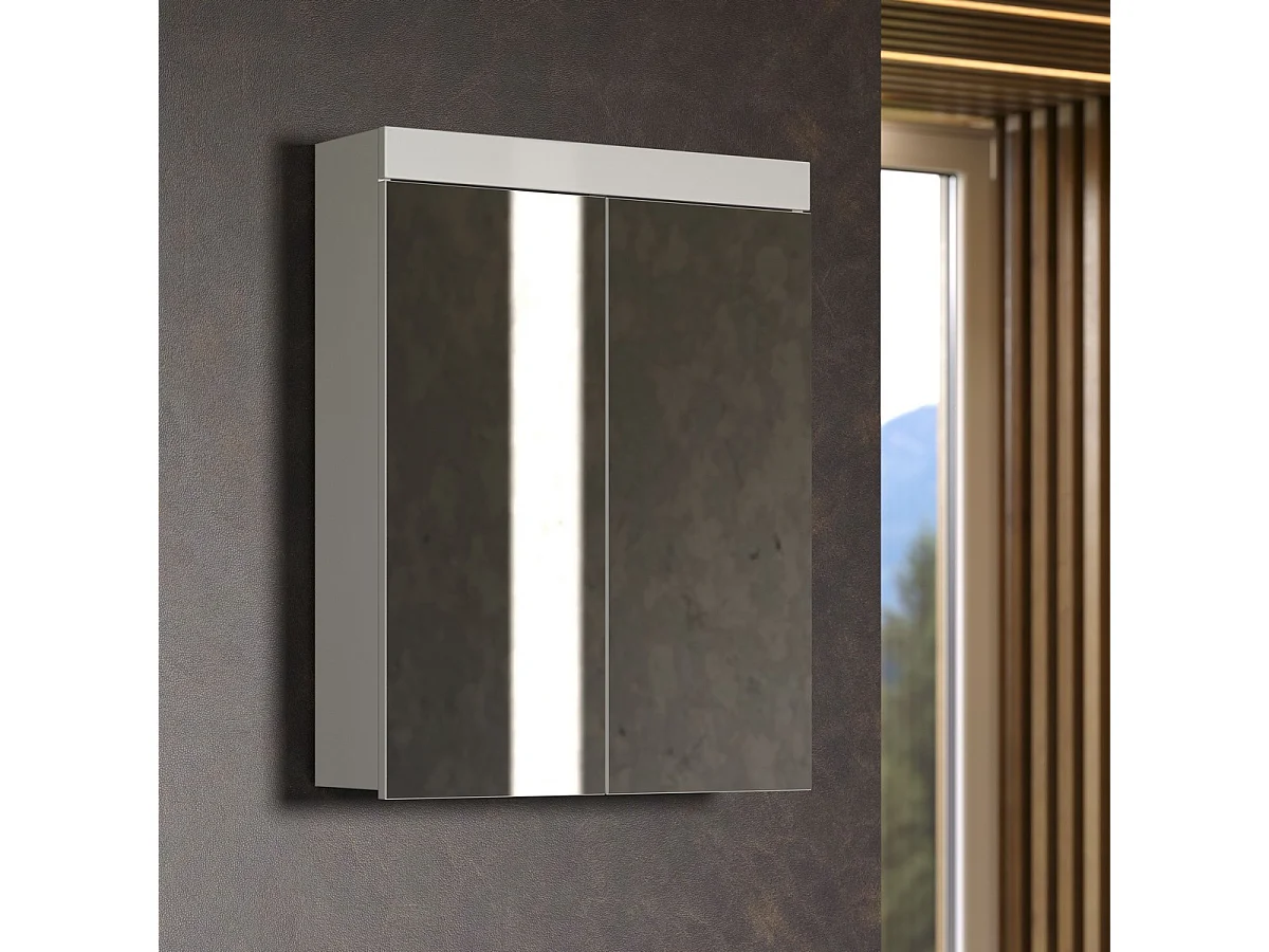 Armoire Murale de Salle de Bain avec Miroir Amanda 4, Blanc, 60x17x77 cm, Seven Design