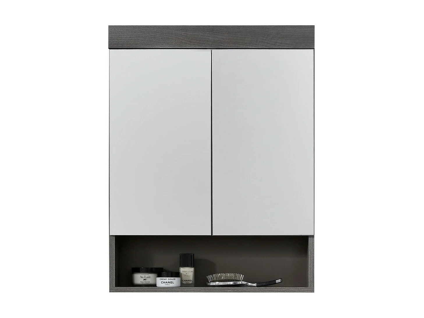 Armoire Murale de Salle de Bain avec Miroir Moon, Gris, 58x18x75 cm, Seven Design
